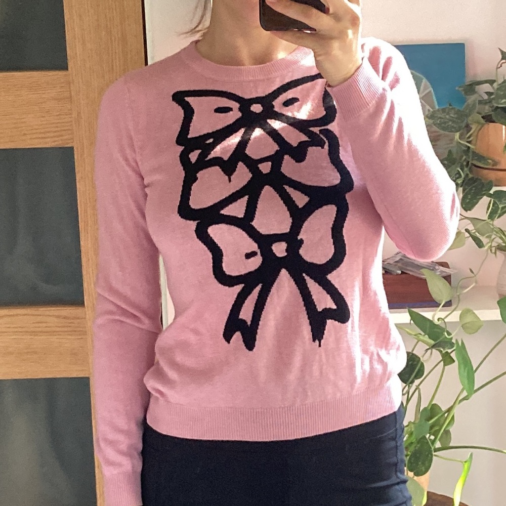 MOSCHINO cashmere and silk pink bow sweater